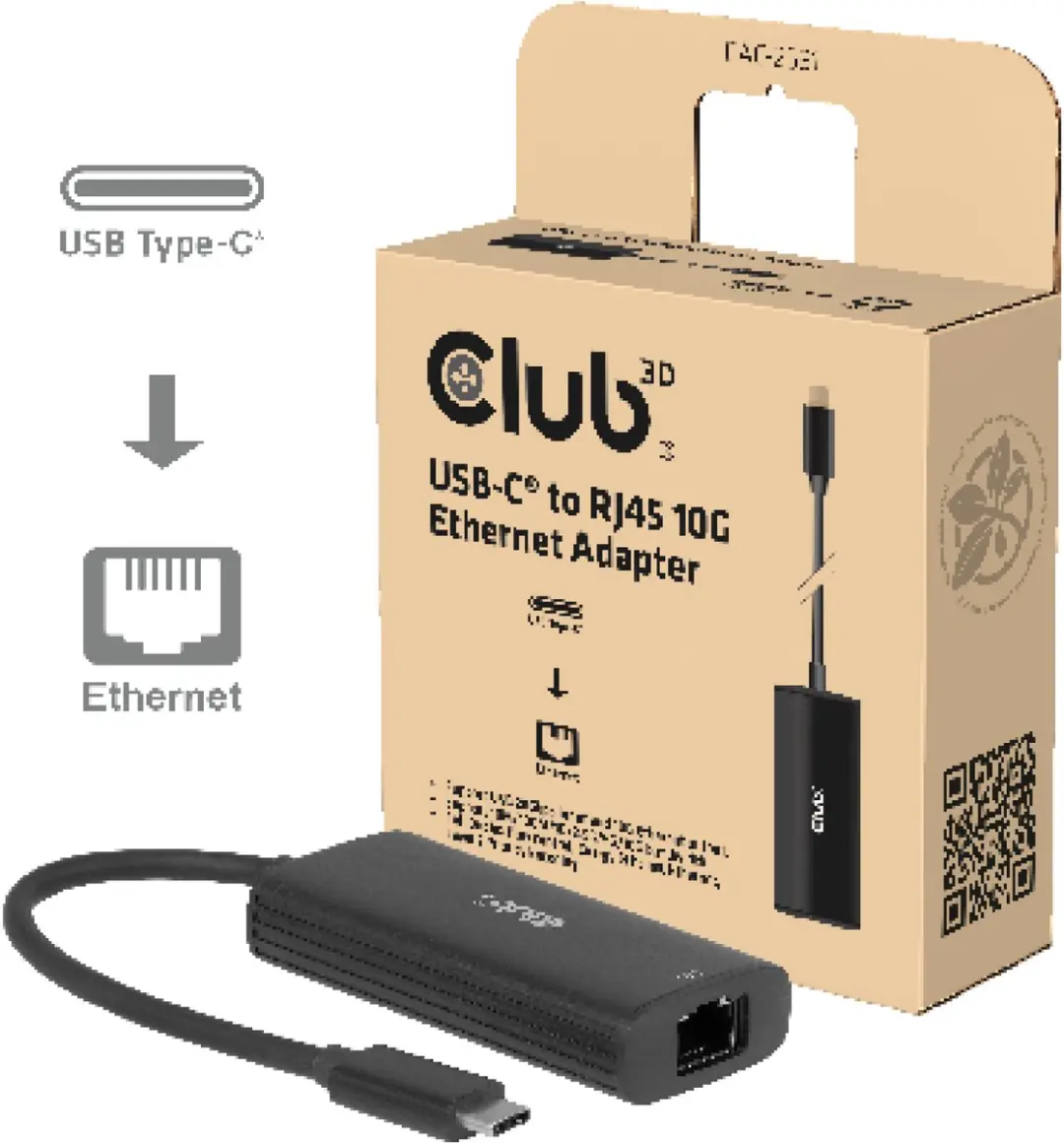 CLUB3D CAC-2531 USB-C naar RJ45 10G Ethernet-adapter
