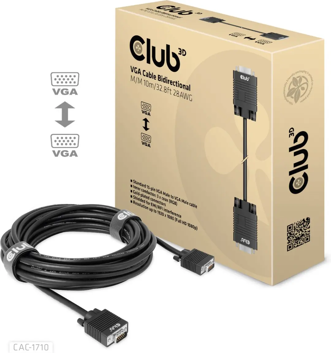 Club3D VGA Kabel CAC-1710 10m - Zwart