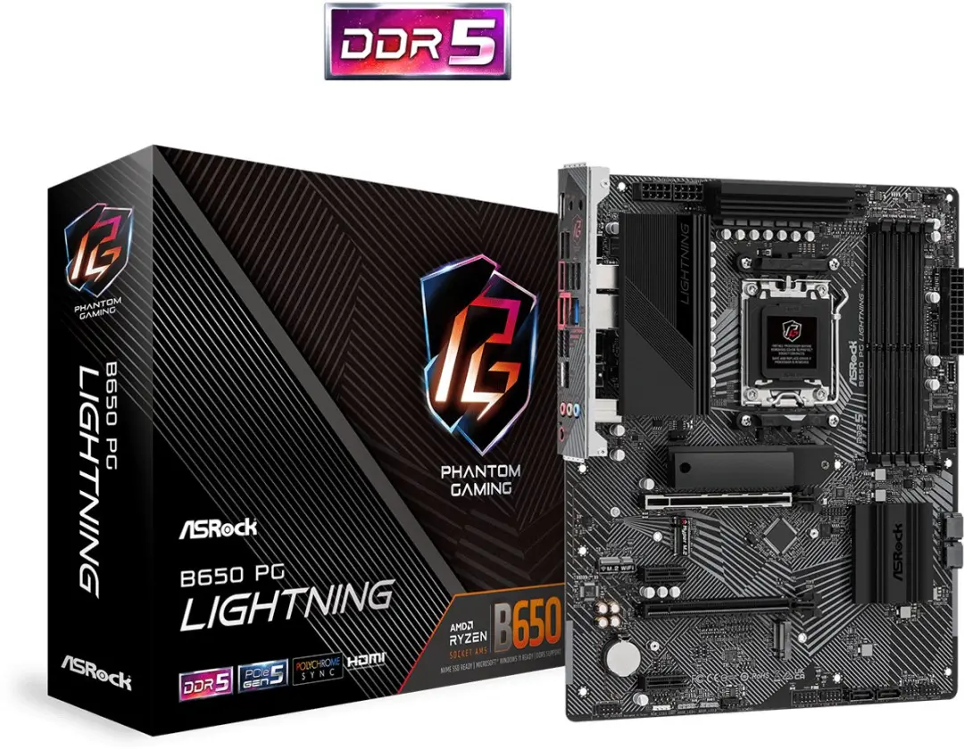 ASRock B650 PG Lightning AM5 ATX Moederbord - 90-MXBK20-A0UAYZ