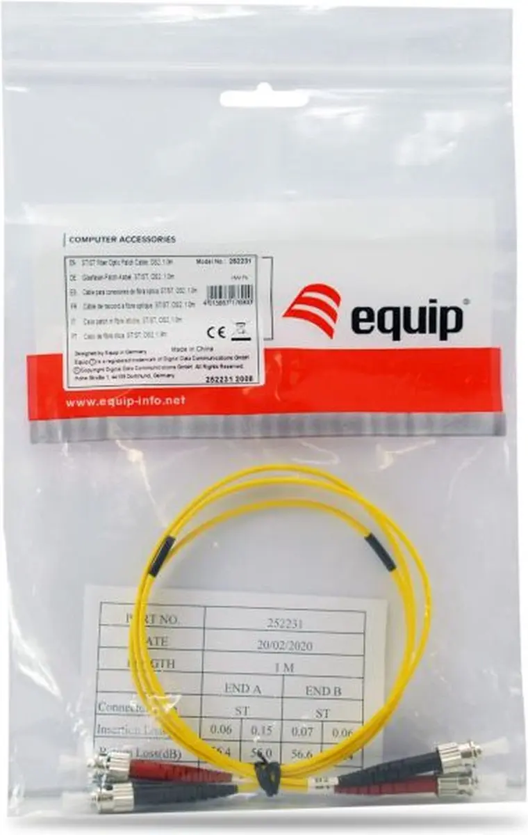 Equip 252231 FO Duplex Jumper ST/ST 1,0m - Geel
