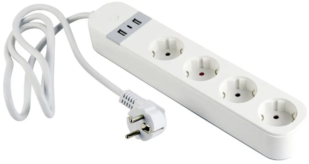 Gembird TSL-PS-S4U-01-W Slimme Stekkerdoos - 4-voudig - USB