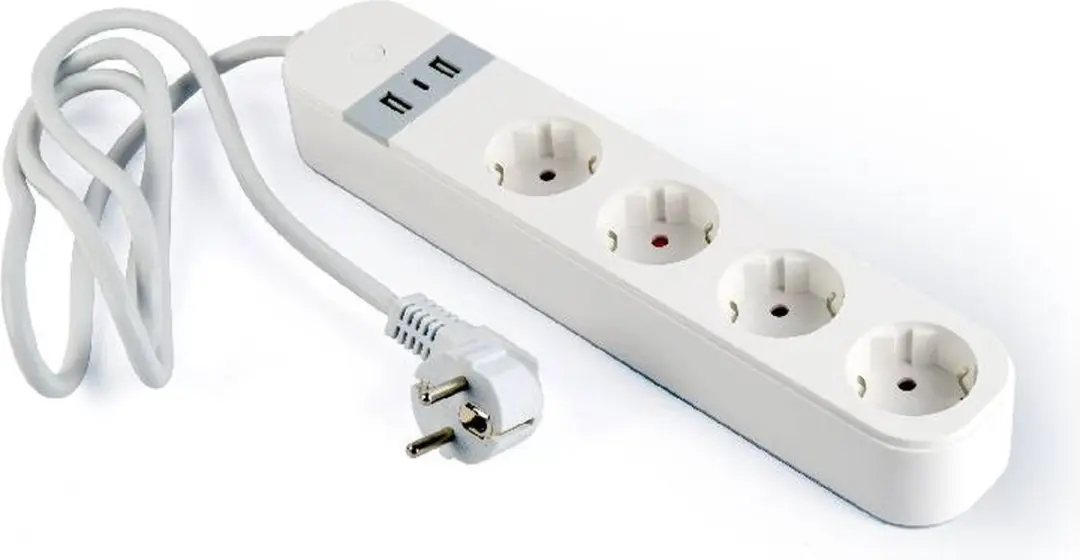 Gembird TSL-PS-S4U-01-W Slimme Stekkerdoos - 4-voudig - USB