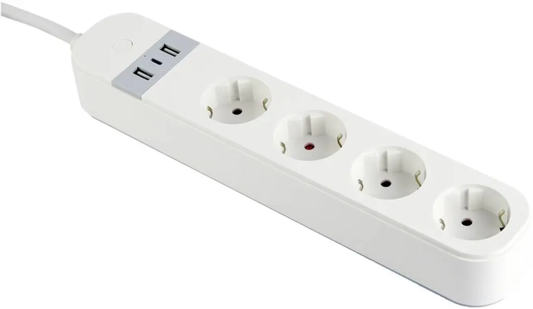 Gembird TSL-PS-S4U-01-W Slimme Stekkerdoos - 4-voudig - USB