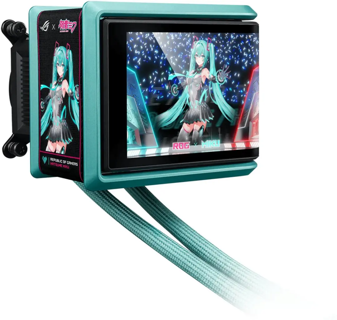 ASUS ROG Ryuo IV 360 ARGB Hatsune Miku Edition - CPU Waterkoeling 360mm - 3x ARGB Ventilatoren - Zwart/Mint