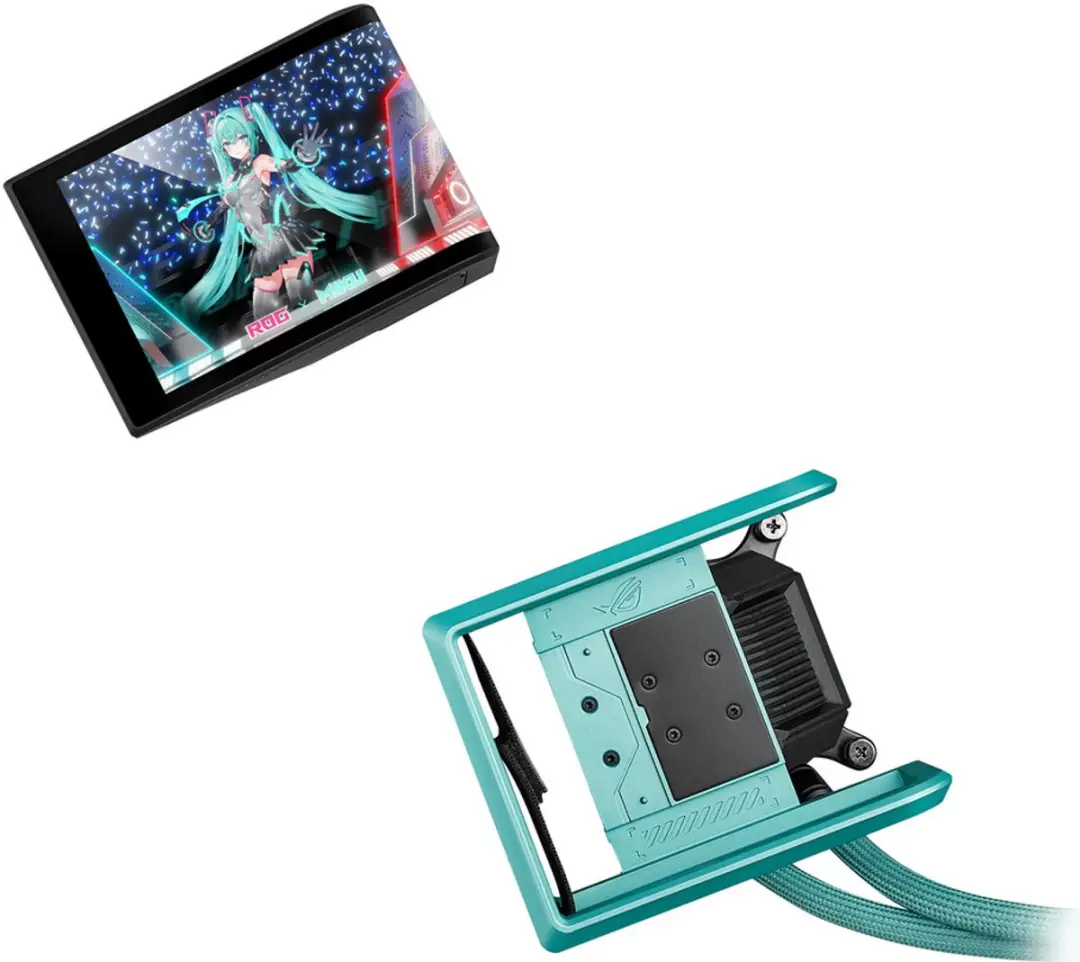 ASUS ROG Ryuo IV 360 ARGB Hatsune Miku Edition - CPU Waterkoeling 360mm - 3x ARGB Ventilatoren - Zwart/Mint