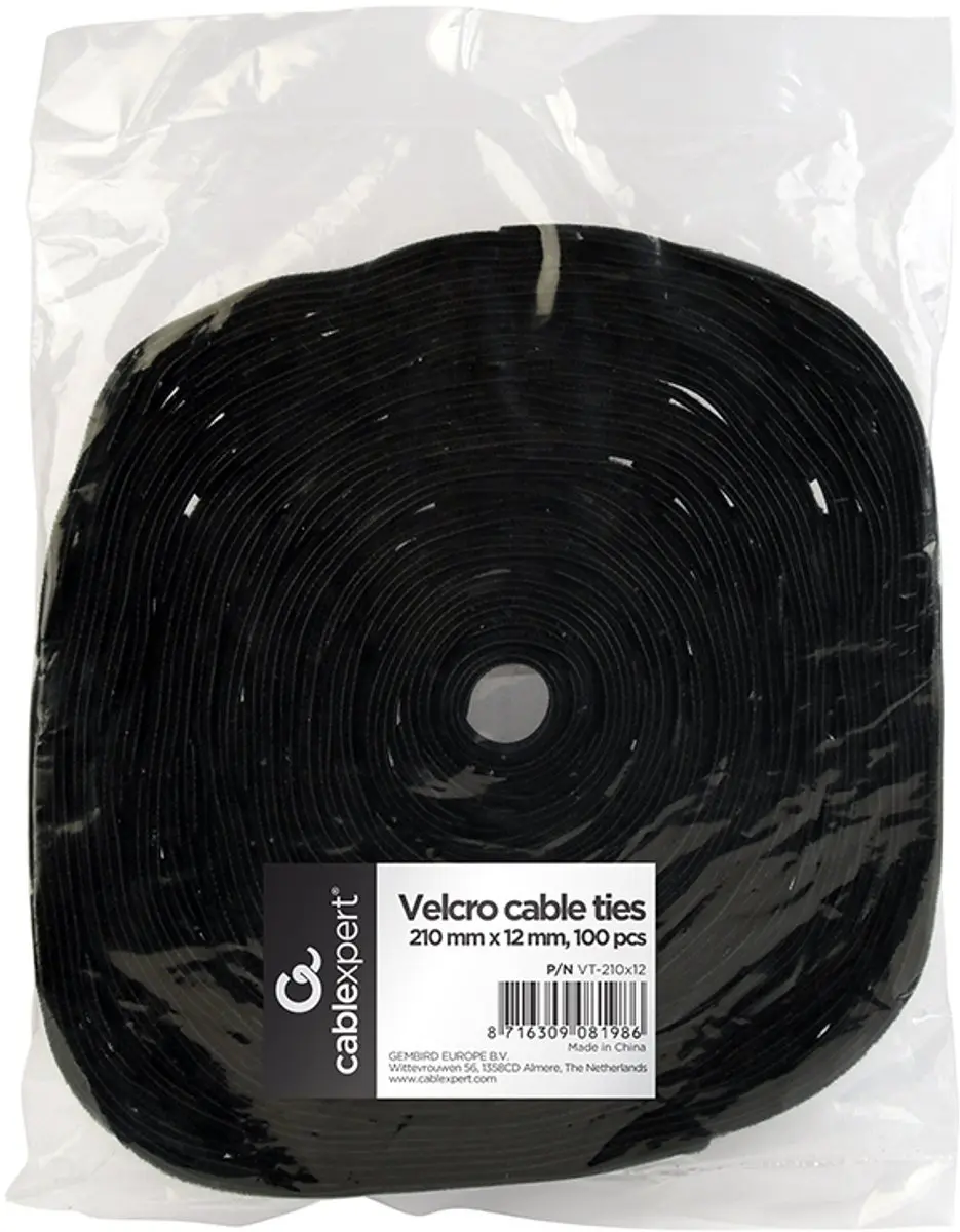 Gembird Klittenband Kabelbinders 210mm - 100 Stuks