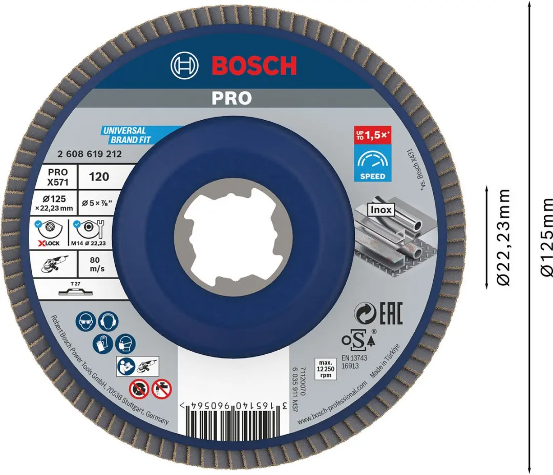 Bosch X-Lock Lamellenschijf 125mm - Blauw/Bruin