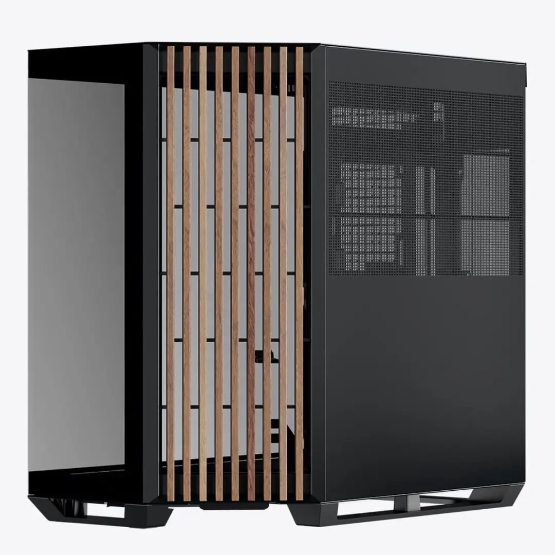 APNX V1-W-BK-v1 Midi Tower - Zwart/Hout