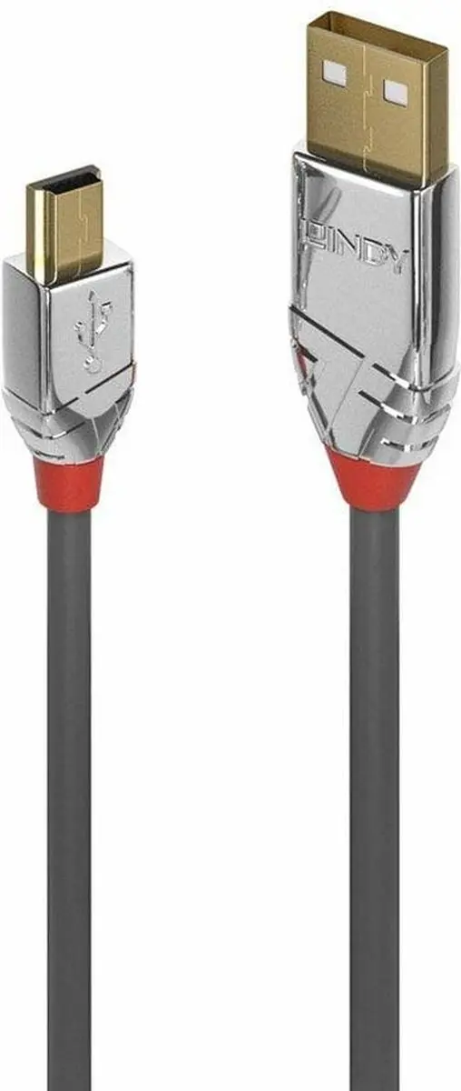 Lindy 36635 USB-kabel USB-A naar USB-mini-B 7,5m - Grijs