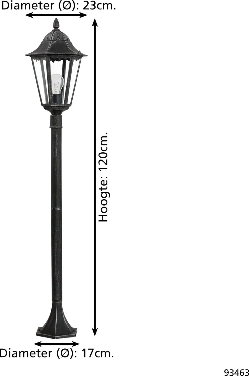 Eglo Navedo Buitenverlichting Tuinpaal 25W - Zwart/Zilver
