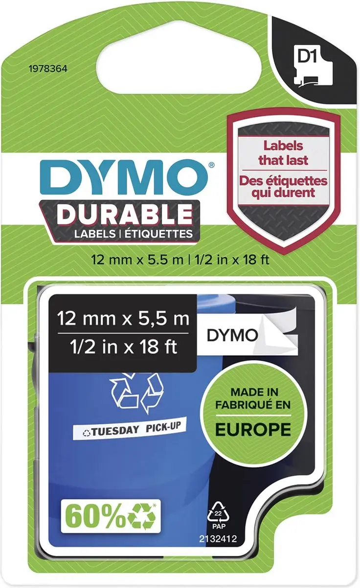 DYMO 1978364 12 mm Zwart op wit - afbeelding 6 van 6