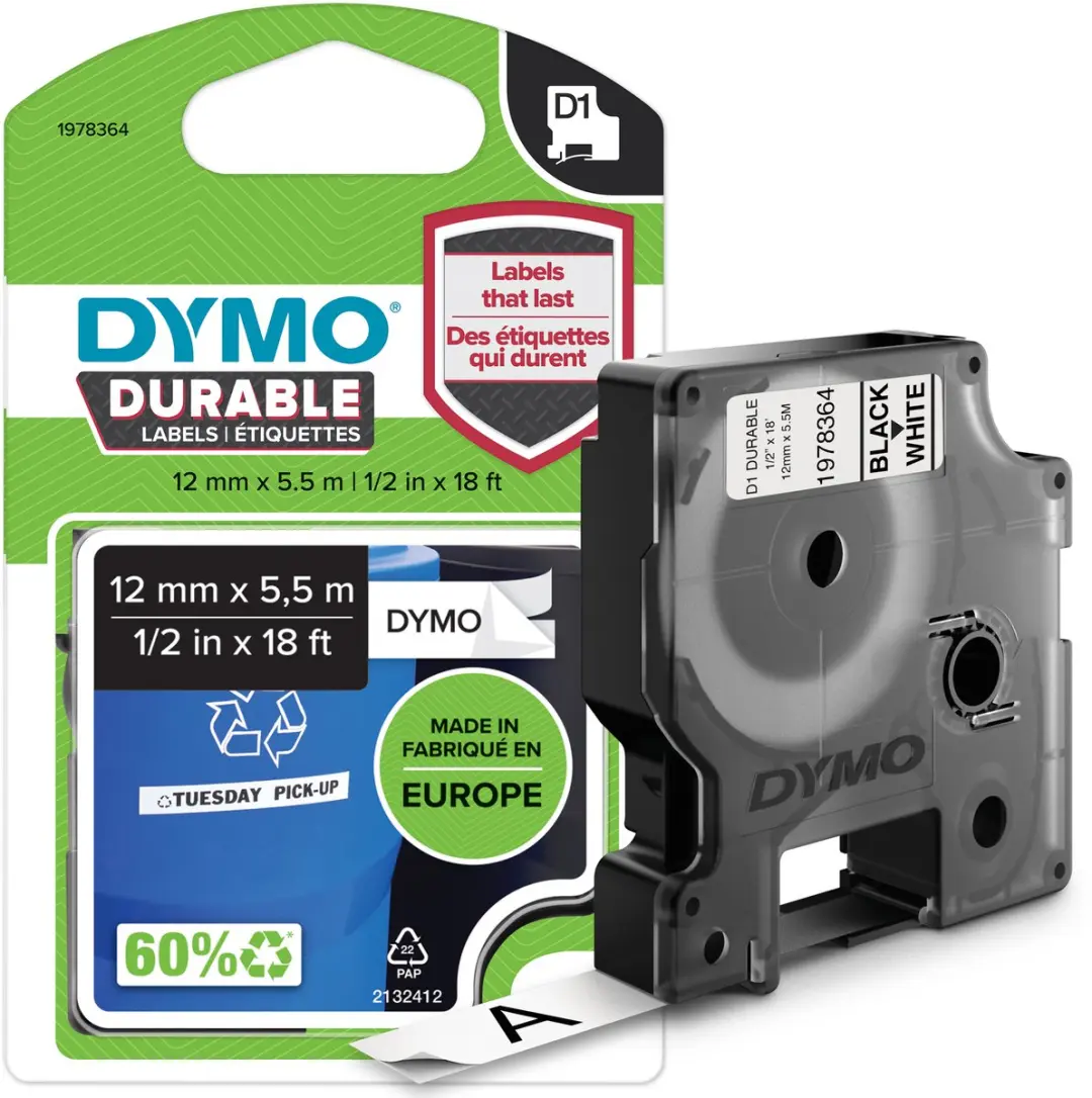 DYMO D1 1978364 Zelfklevende Etiketten 12mm x 5,5m