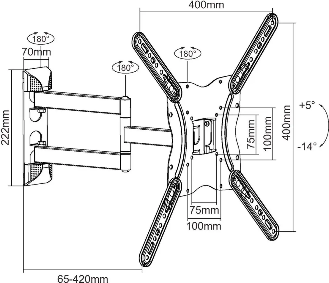 Equip 650407 TV Mount 139,7 cm - Zwart - afbeelding 6 van 6