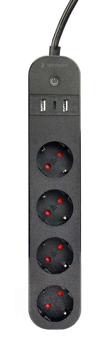 Gembird TSL-PS-S4U-01 Slimme 4-voudige stekkerdoos