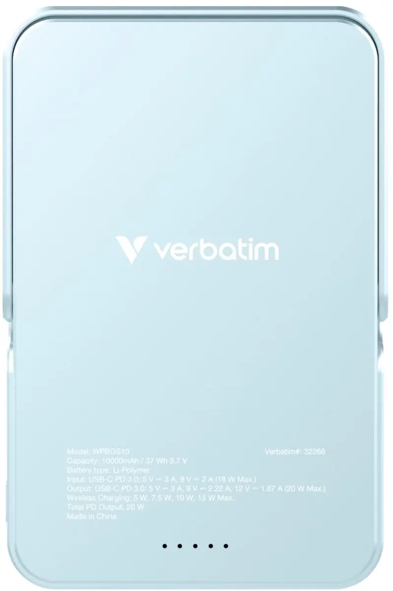 Verbatim Charge 'n' Go Powerbank 10000mAh - Magnetisch - Blauw - afbeelding 6 van 6