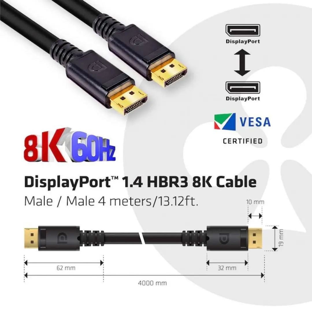 Club 3D DisplayPort 1.4 Kabel 8K 4m - Zwart