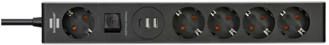 Brennenstuhl Stekkerdoos USB-C Power Delivery 5-voudig - Grijs/Zwart