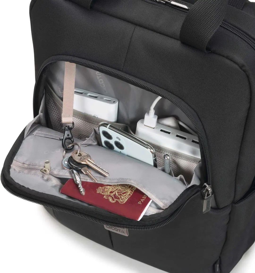 Dicota D31820-RPET Laptoptas 10L - 15 inch - 2 Vakken - Zwart - afbeelding 4 van 6