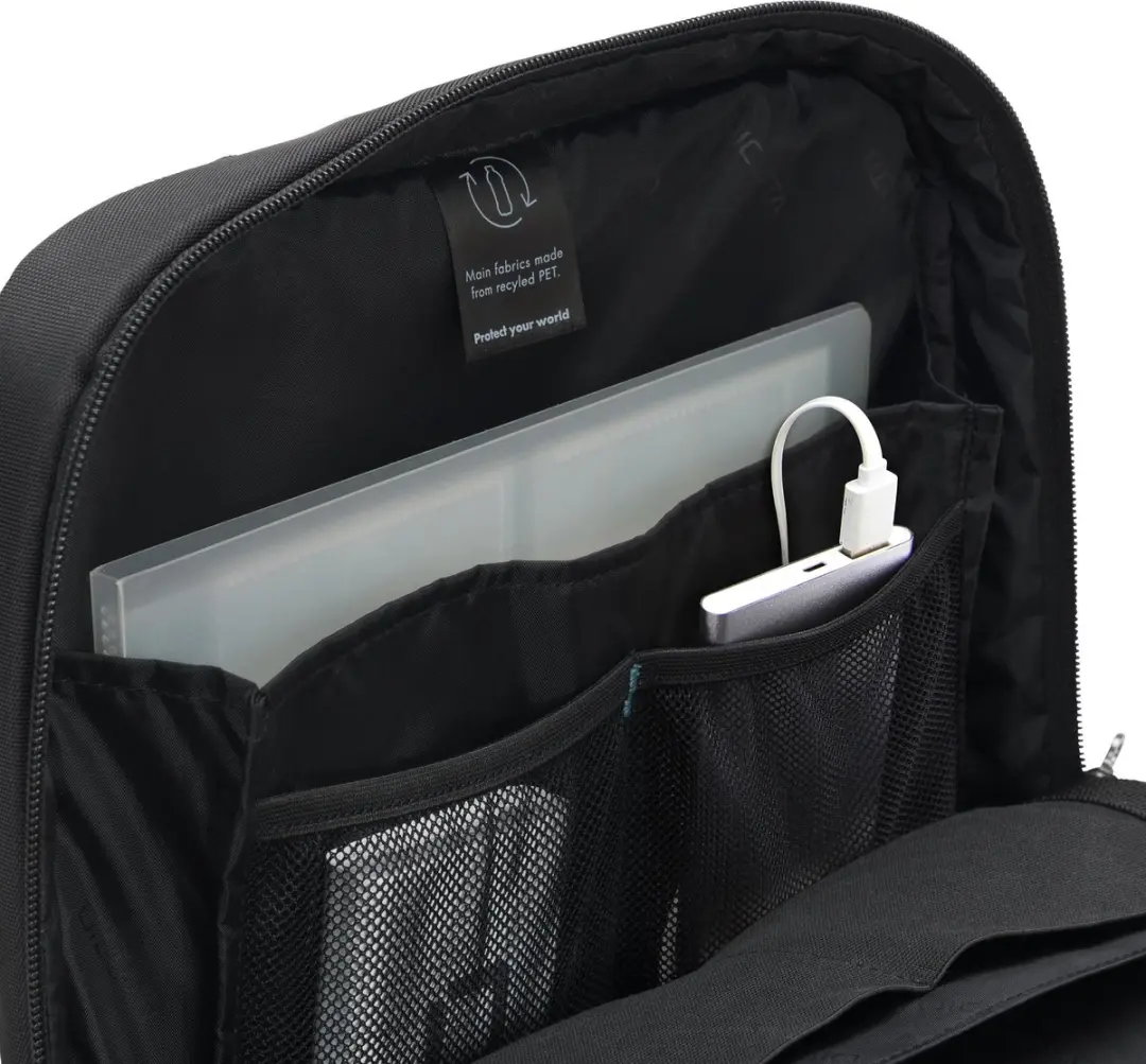 Dicota D31820-RPET Laptoptas 10L - 15 inch - 2 Vakken - Zwart - afbeelding 2 van 6