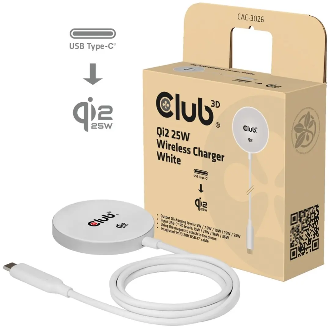 Club3D CAC-3026 Qi2 Oplader 25W
