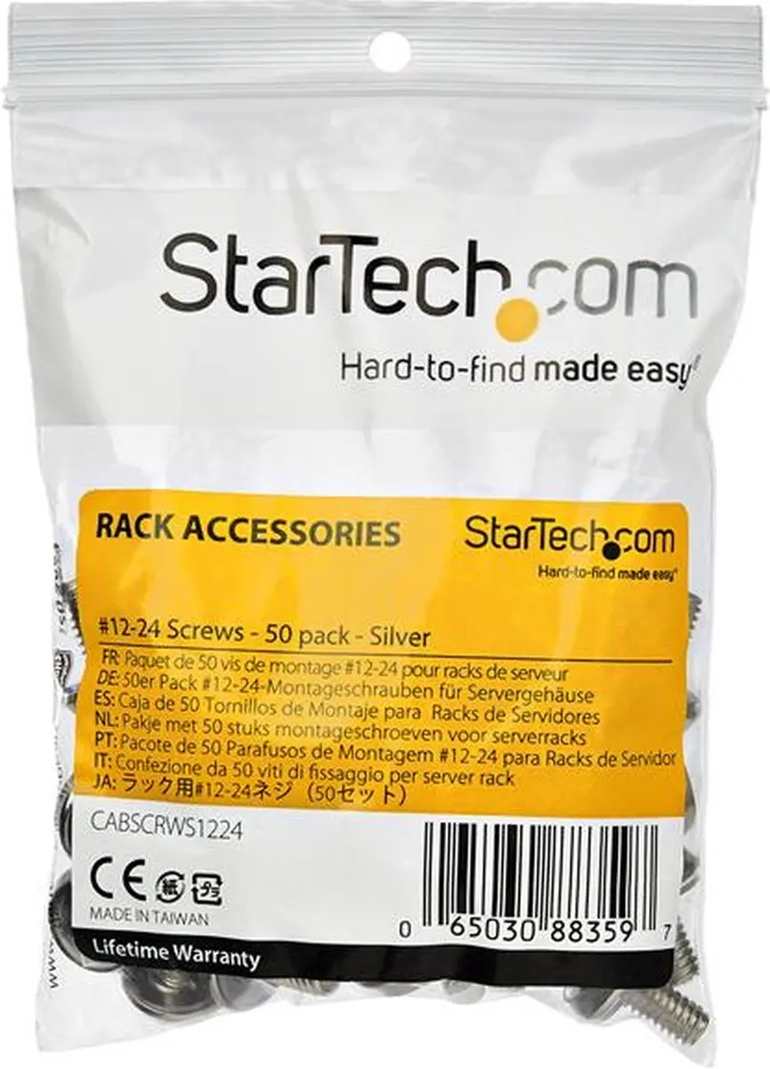 Startech 12-24 Server Rack Schroeven - 50 Stuks - Vernikkeld