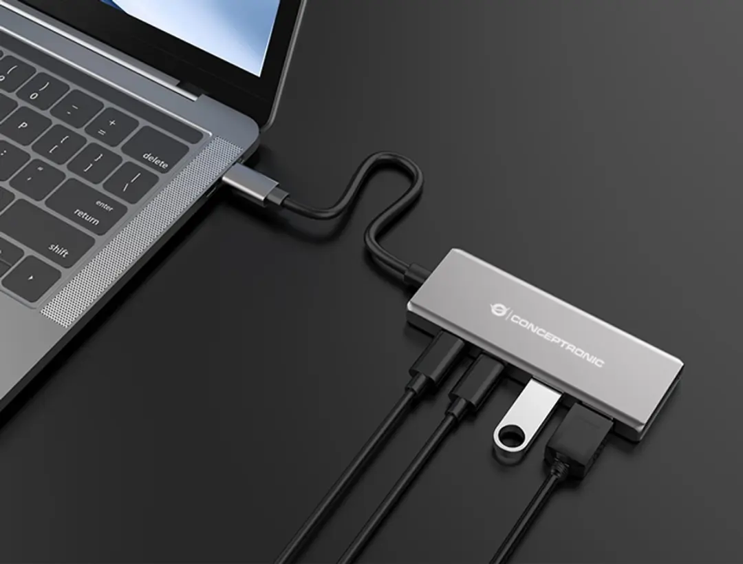 Conceptronic HUBBIES15G USB 3.2 Gen 2 Interface Hub - Grijs