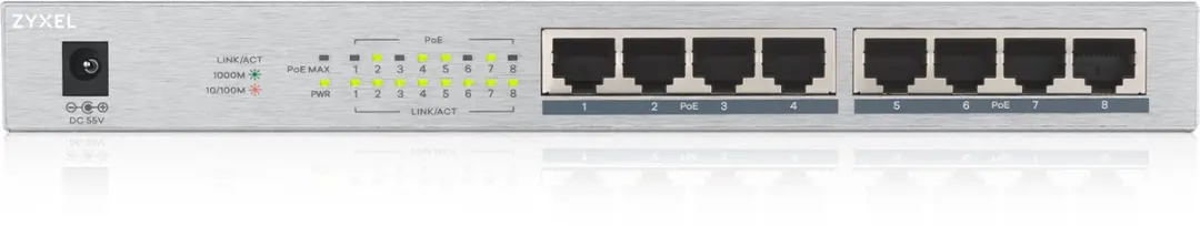 Zyxel GS1008-HP Onbeheerde Switch 8 PoE+ 60W - Gigabit Ethernet