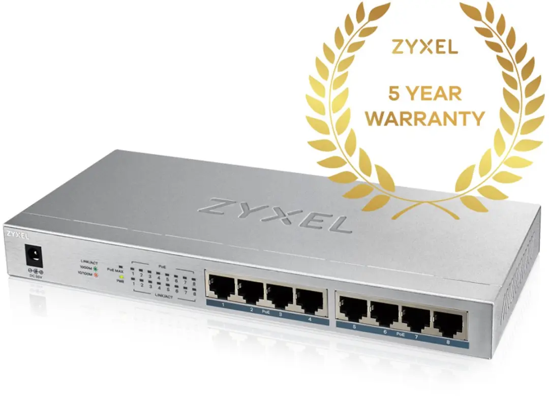 Zyxel GS1008-HP Onbeheerde Switch 8 PoE+ 60W - Gigabit Ethernet