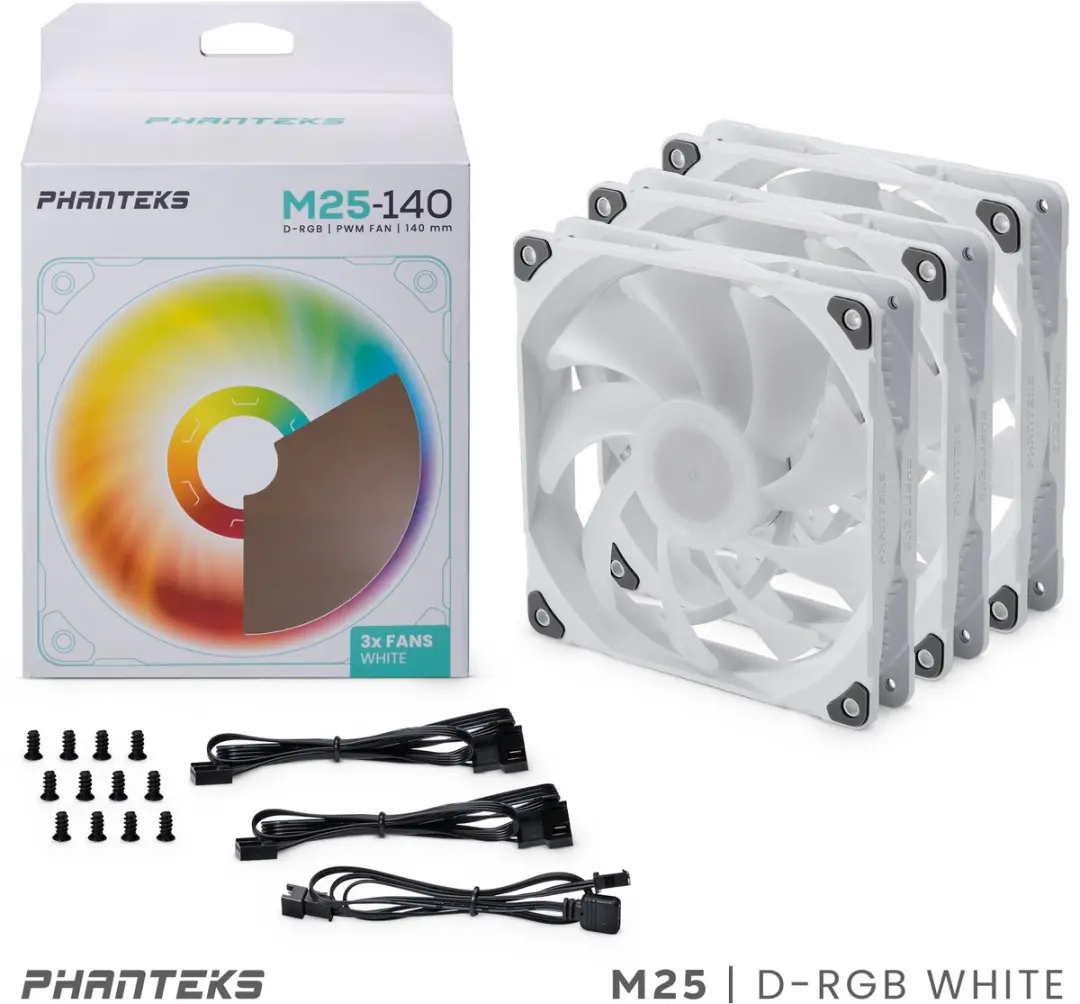 Phanteks M25-140 D-RGB Ventilator - 3 Stuks - 140mm - Wit