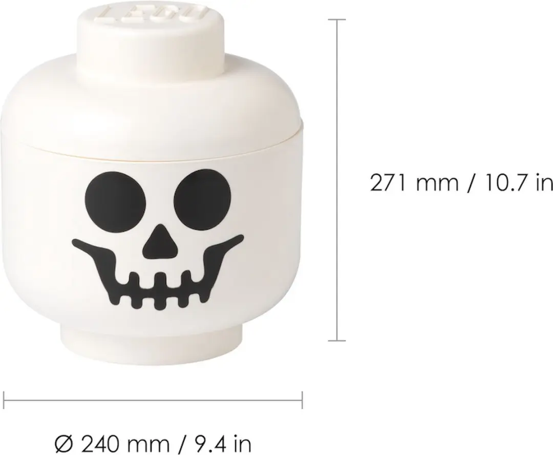 Opbergbox Iconic Hoofd Skelet 24 cm, Wit - LEGO