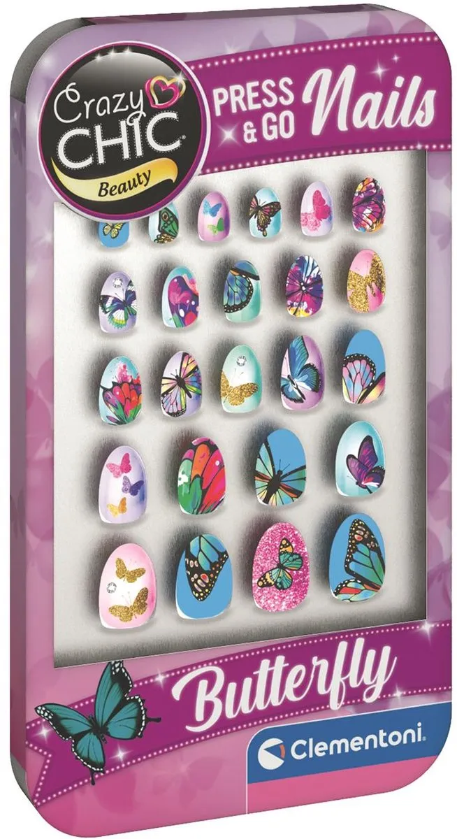 Clementoni Cazy Chic Press & Go Nails Kunstnagels Butterfly
