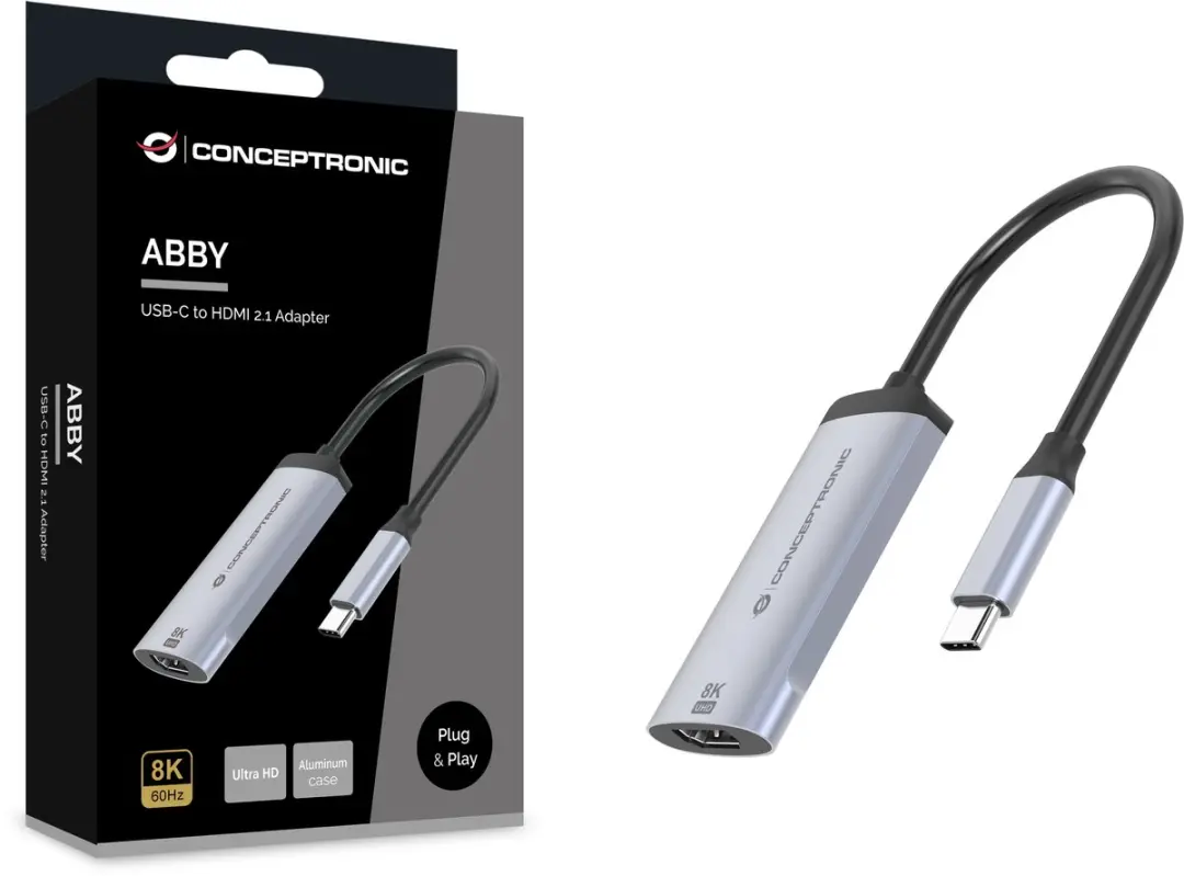 Conceptronic ABBY23G USB Grafische Adapter 7680x4320 - Zilver