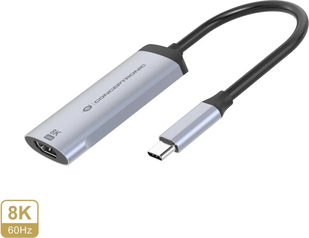 Conceptronic ABBY23G USB Grafische Adapter 7680x4320 - Zilver - afbeelding 6 van 6