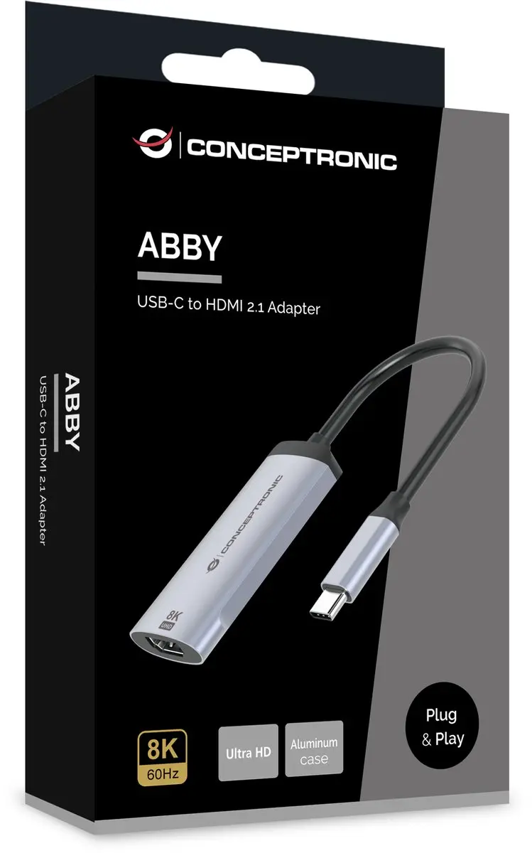 Conceptronic ABBY23G USB Grafische Adapter 7680x4320 - Zilver