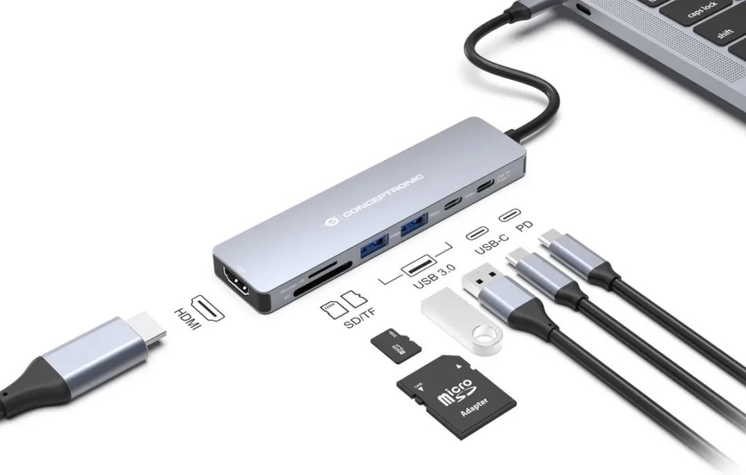 Conceptronic DONN28G Laptopdock Type-C - Grijs