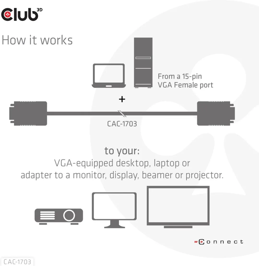 Club 3D VGA-kabel CAC-1703 - 3m - Zwart
