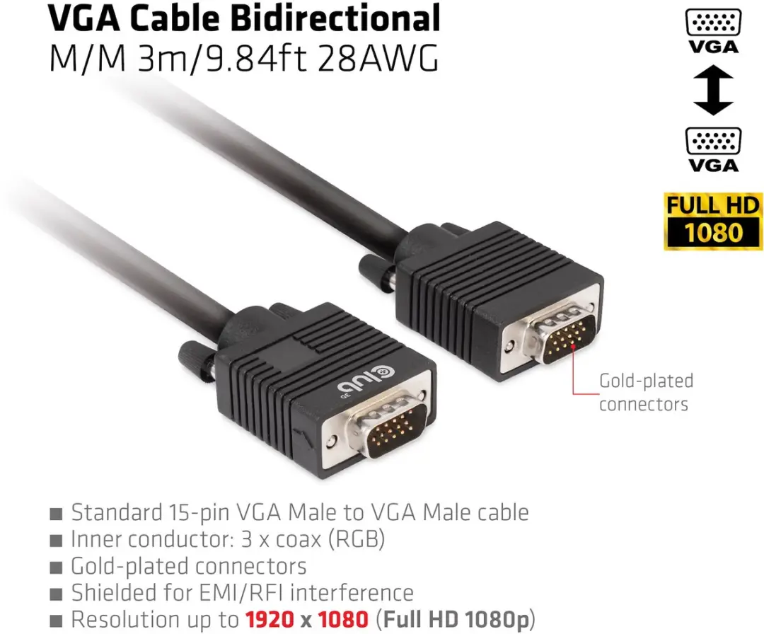 Club 3D VGA-kabel CAC-1703 - 3m - Zwart