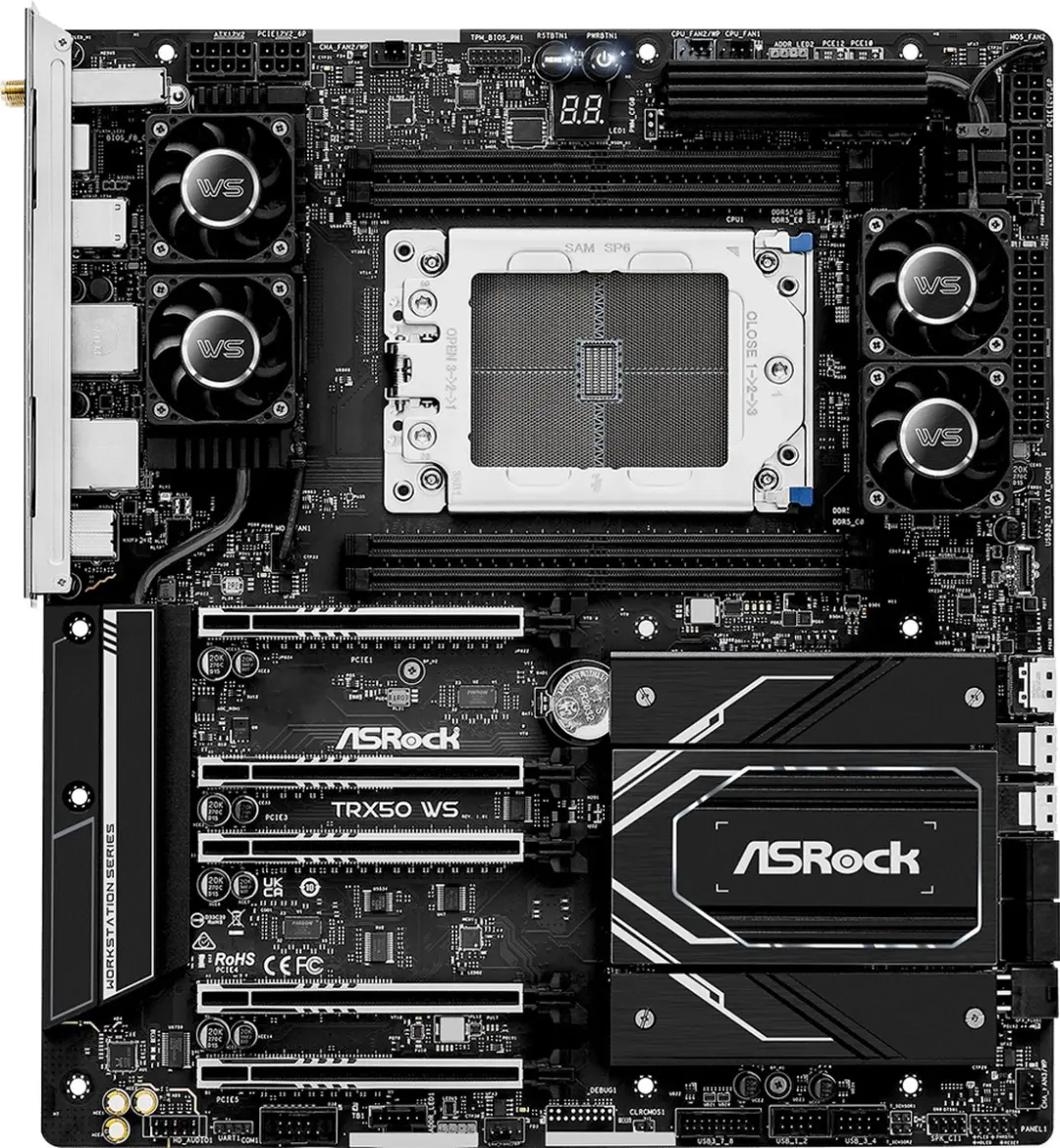 ASRock TRX50 WS sTR5 Moederbord - 4x DDR5, 2x Ethernet