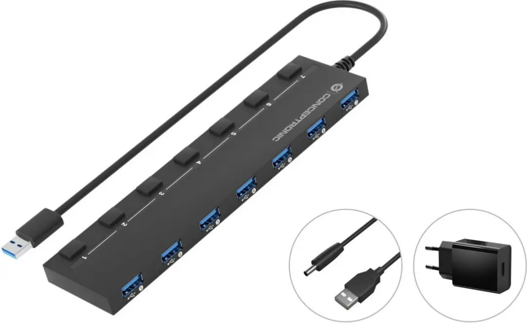 Conceptronic HUBBIES19BP USB 3.2 Hub - 5Gbps - Zwart