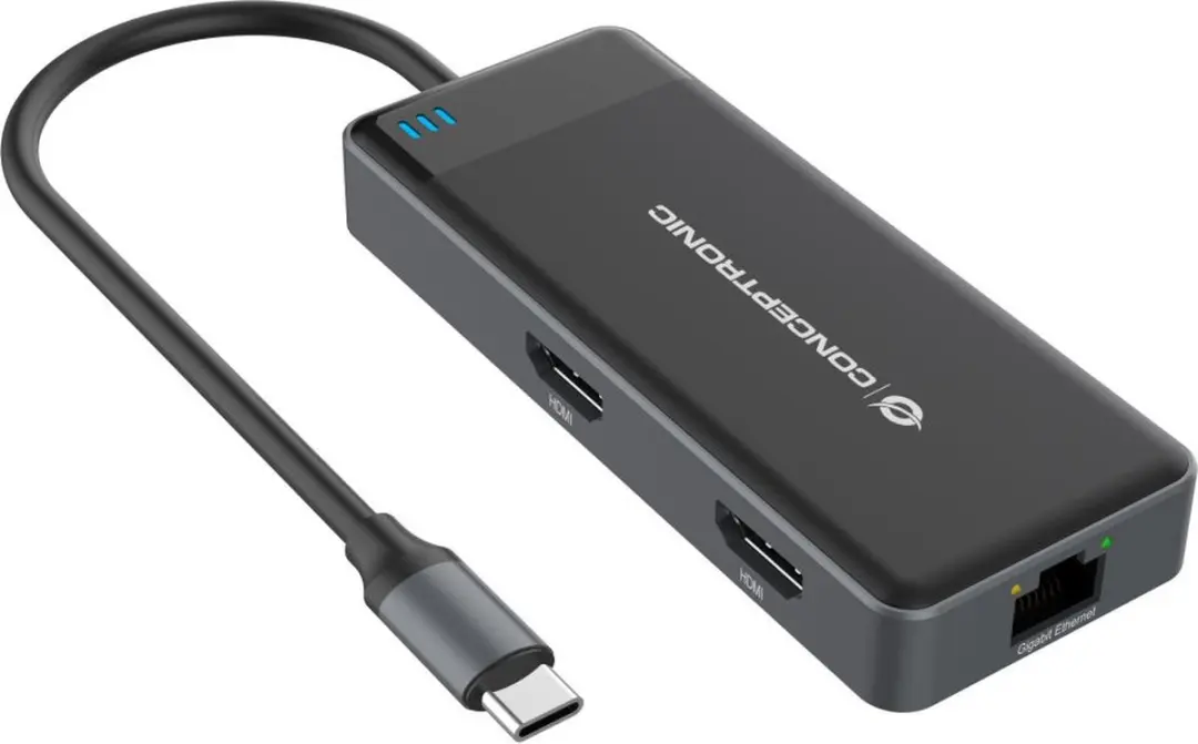 Conceptronic DONN14G 7-in-1 USB Dockingstation - Grijs