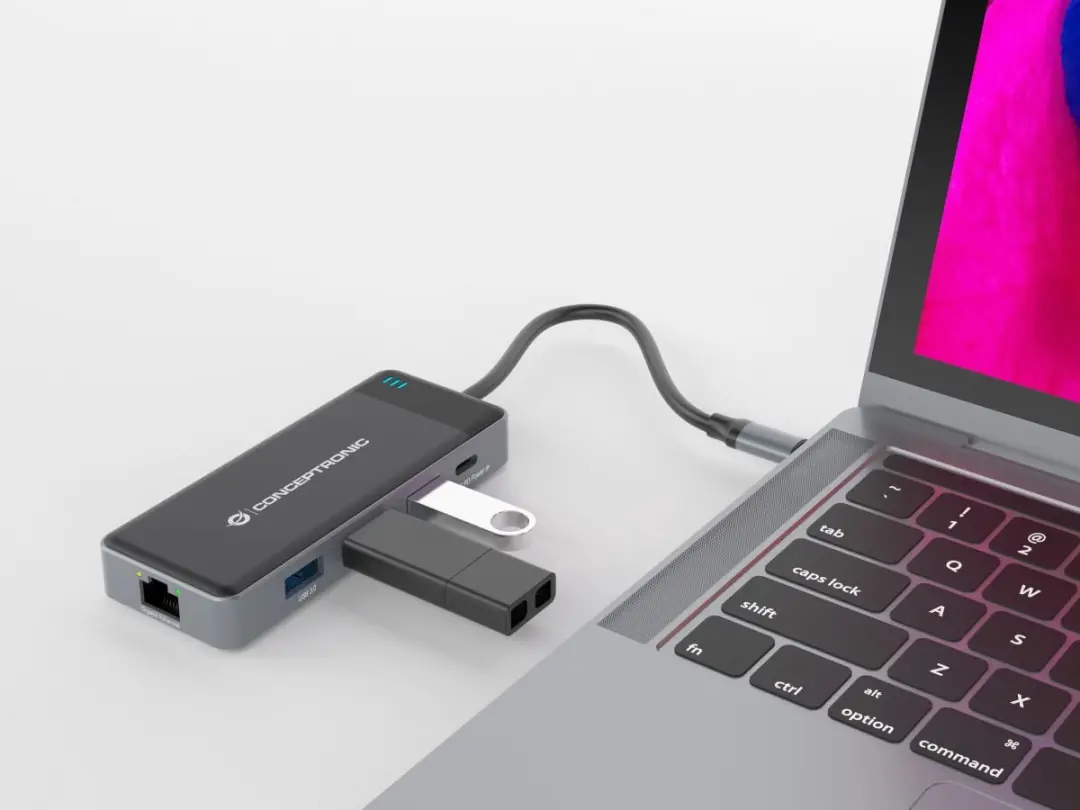 Conceptronic DONN14G 7-in-1 USB Dockingstation - Grijs