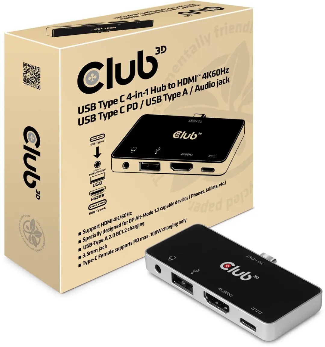 Club3D CSV-1591 USB-C 4-in-1 Hub