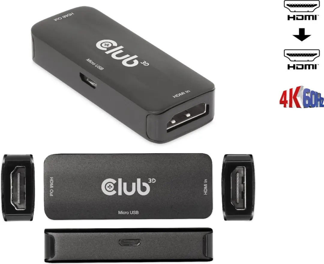 Club3D CAC-1307 HDMI Repeater 4K60Hz - Zwart