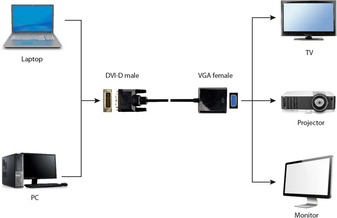 Gembird DVI-D naar VGA Adapter A-DVID-VGAF-01 - 0,2m - Zwart