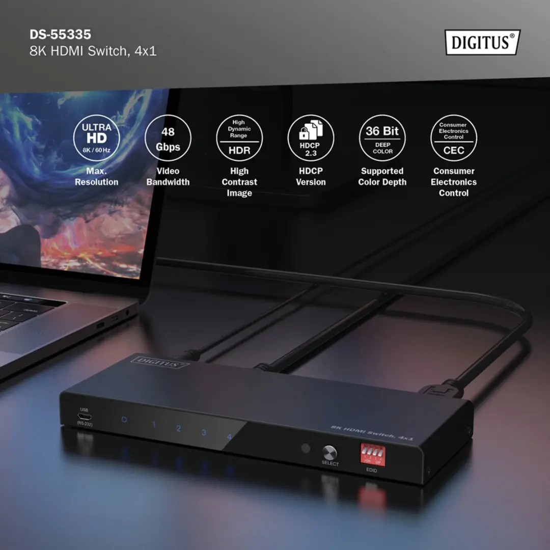 Digitus DS-55335 HDMI-switch - 8K - Zwart
