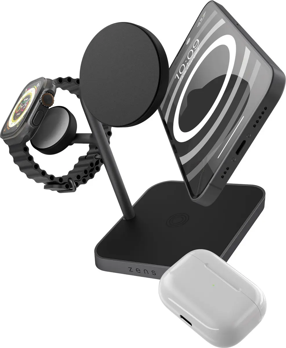 Zens Office Charger Pro 3 ZEDC25B Draadloos Oplaadstation - 3x 15W - Zwart