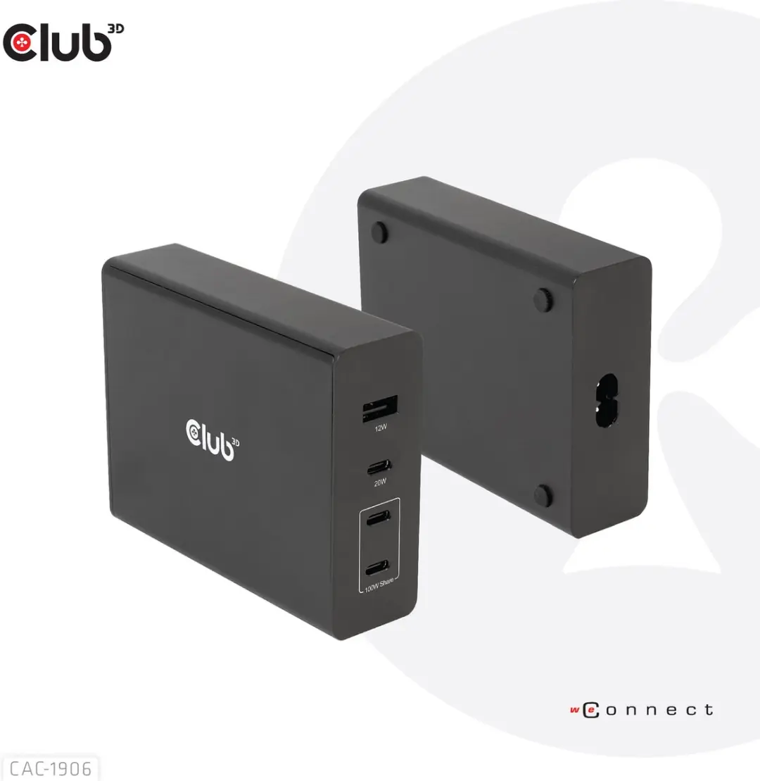 Club3D Travel Charger 132W - 4x USB (A+C) PD 3.0 - Zwart