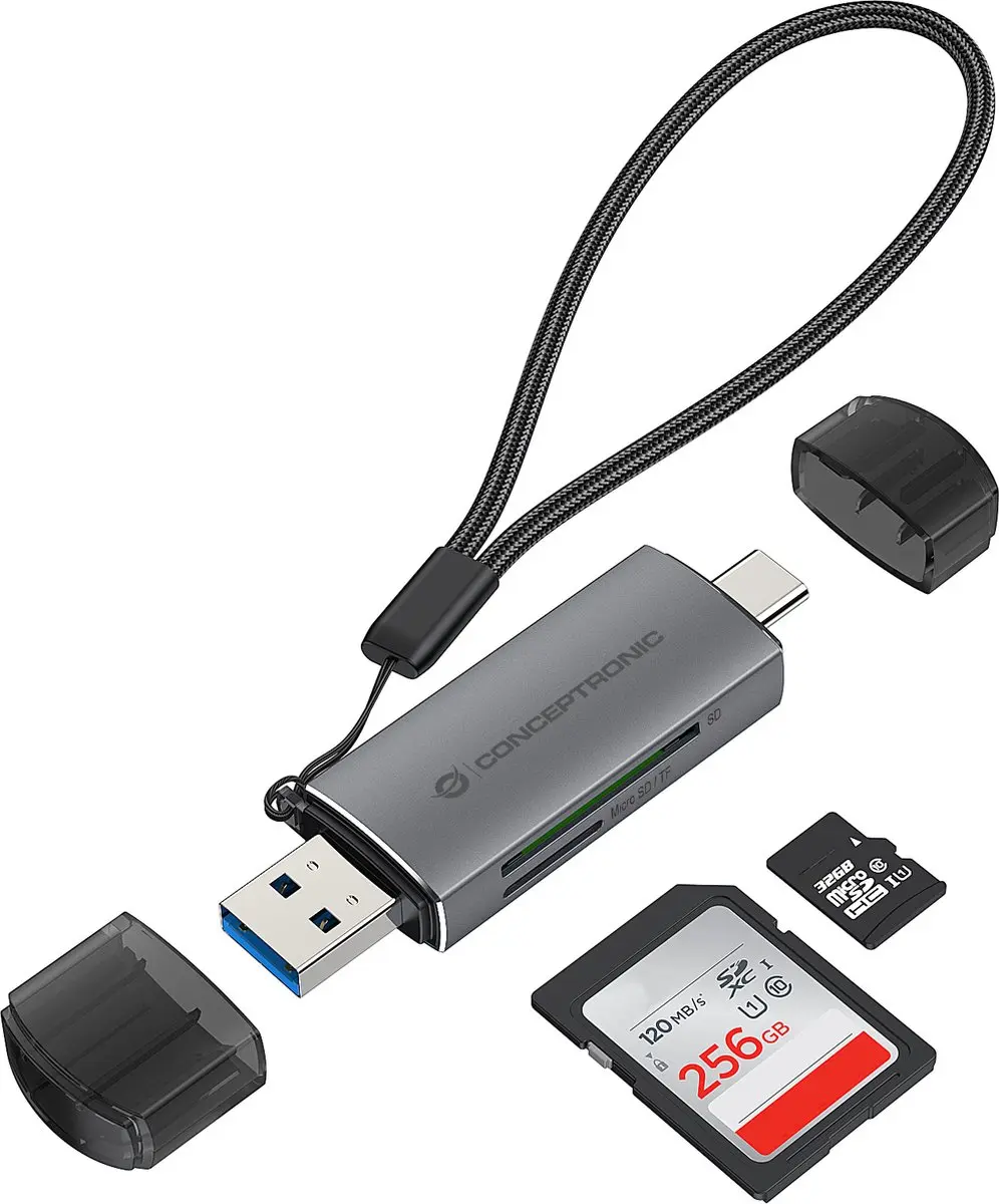 Conceptronic BIAN05G Geheugenkaartlezer - Grijs - afbeelding 6 van 6