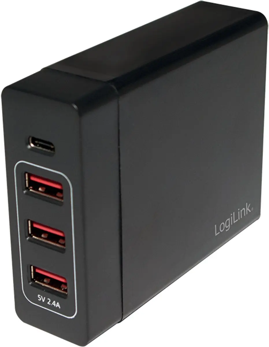 Logilink PA0122 USB Oplader 10200mA - 4x USB-A 1x USB-C Zwart