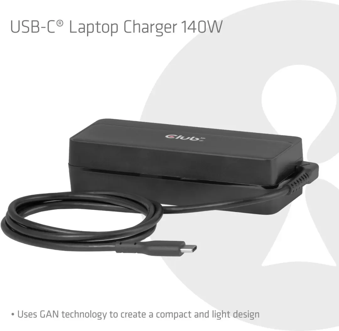 Club3D CAC-1932 USB-C Oplader 140W - 1m - Zwart